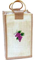 Two-Bottle Natural Wine bag with Grape Motif