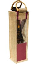 One-Bottle 1/2 Window Burgundy-Natural Wine Bag