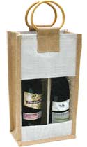 Two-Bottle Natural Wine bag with 1/2 Window
